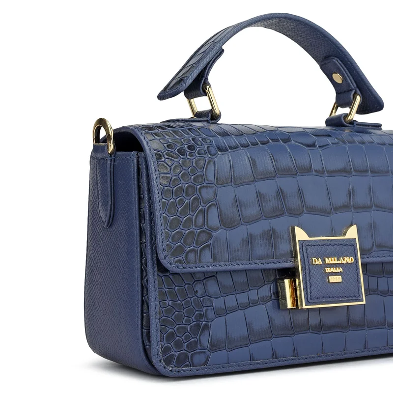 Da Milano Stardust Small Croco Leather Satchel - Stardust for Women | Best Price UAE